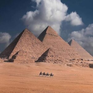 giza pyramids panorama view egypt