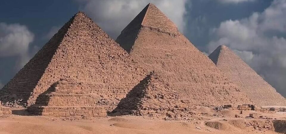 giza pyramids panorama view egypt